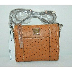 New Dooney & Bourke Ostrich Lexington Tan/Brown Crossbody Shoulder Bag